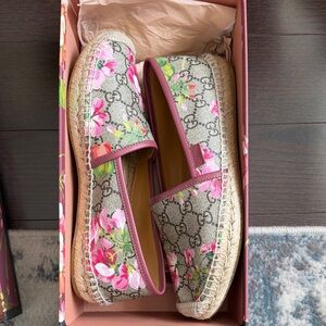 Gucci Bloom Floral Monogram Espadrille Flats